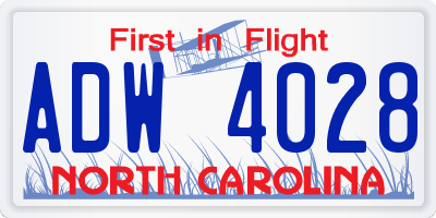 NC license plate ADW4028