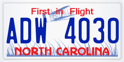 NC license plate ADW4030
