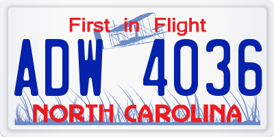 NC license plate ADW4036