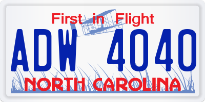 NC license plate ADW4040