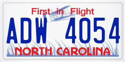 NC license plate ADW4054