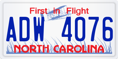 NC license plate ADW4076