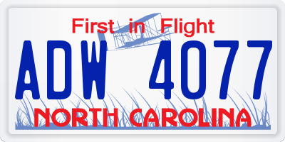 NC license plate ADW4077