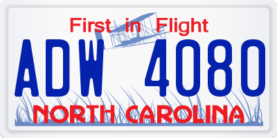NC license plate ADW4080
