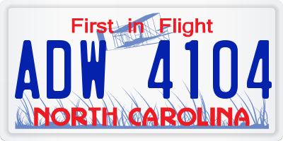 NC license plate ADW4104
