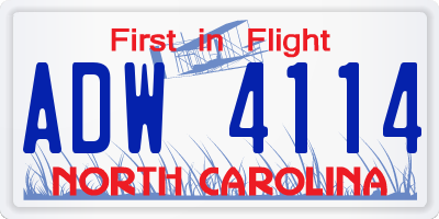 NC license plate ADW4114