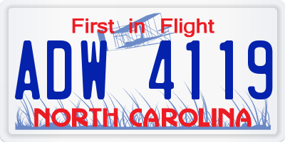 NC license plate ADW4119