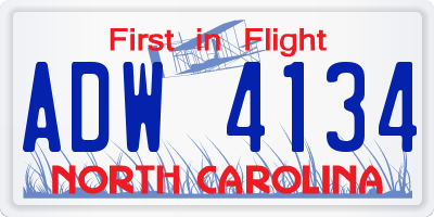 NC license plate ADW4134