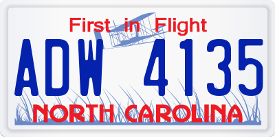 NC license plate ADW4135