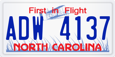 NC license plate ADW4137