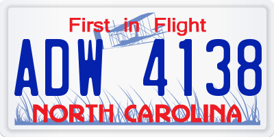 NC license plate ADW4138