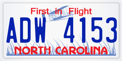 NC license plate ADW4153
