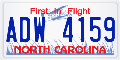 NC license plate ADW4159