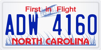 NC license plate ADW4160