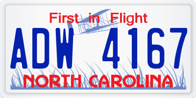 NC license plate ADW4167