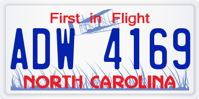 NC license plate ADW4169