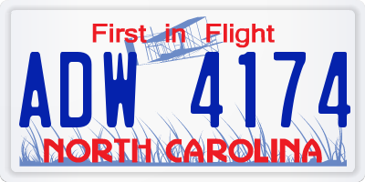NC license plate ADW4174
