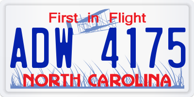 NC license plate ADW4175