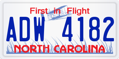 NC license plate ADW4182