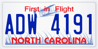 NC license plate ADW4191