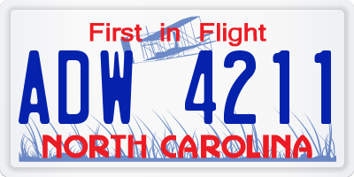 NC license plate ADW4211