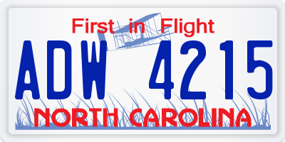NC license plate ADW4215
