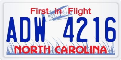 NC license plate ADW4216
