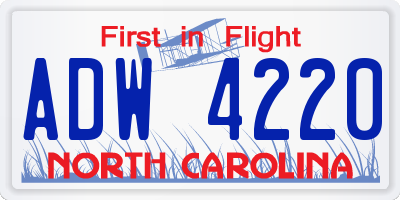 NC license plate ADW4220