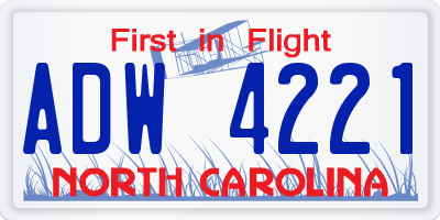 NC license plate ADW4221