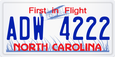 NC license plate ADW4222