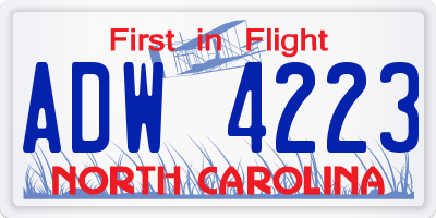 NC license plate ADW4223