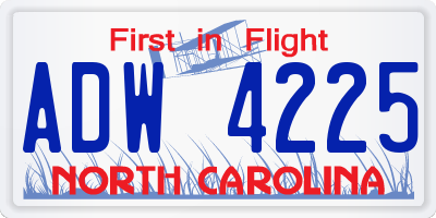 NC license plate ADW4225