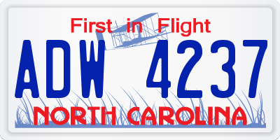 NC license plate ADW4237