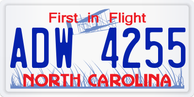 NC license plate ADW4255