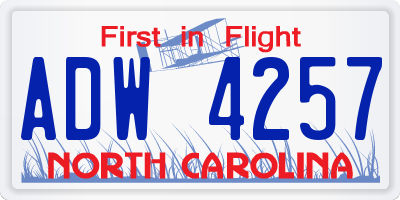 NC license plate ADW4257