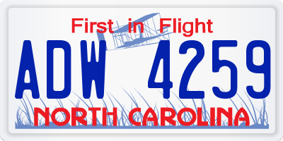 NC license plate ADW4259