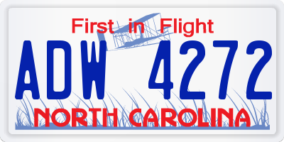NC license plate ADW4272