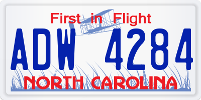 NC license plate ADW4284