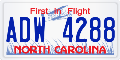 NC license plate ADW4288
