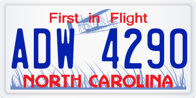 NC license plate ADW4290