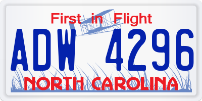 NC license plate ADW4296