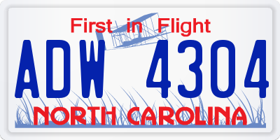 NC license plate ADW4304