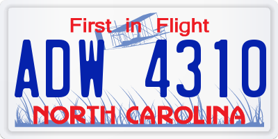 NC license plate ADW4310