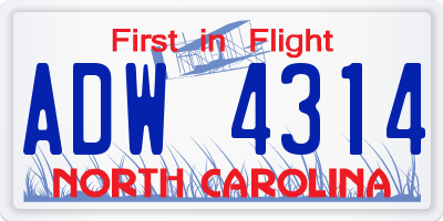 NC license plate ADW4314