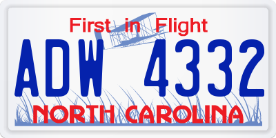 NC license plate ADW4332