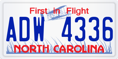 NC license plate ADW4336
