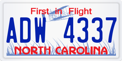 NC license plate ADW4337