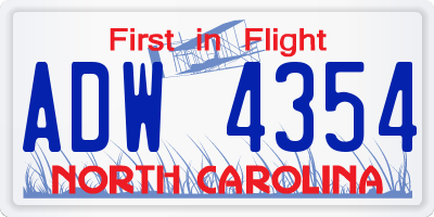 NC license plate ADW4354