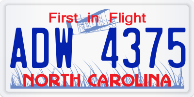 NC license plate ADW4375