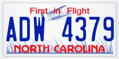 NC license plate ADW4379